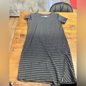 Maurices Charcoal Asymmetrical Striped Dress